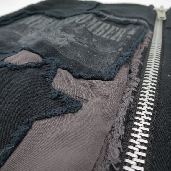 RARE Y2K Serious Clothing Black Twill Micro Mini Skirt Punk Goth Fetish M Zip - Picture 5 of 10